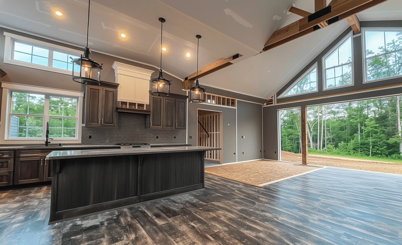 "Stunning custom-built Barndominium home in rural Dubois County, Indiana showcasing modern construction style"