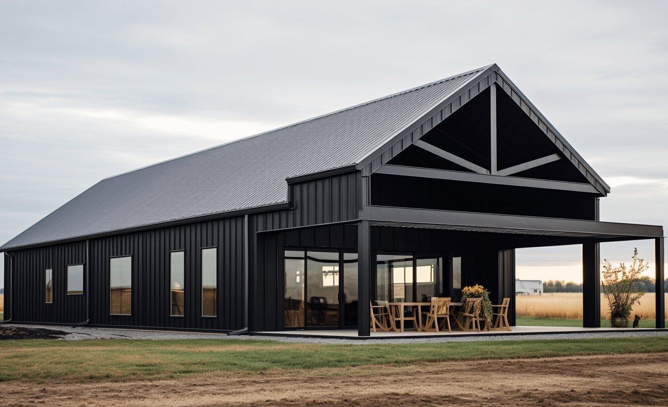 Modular home featuring a fire safety compliant barndominium.