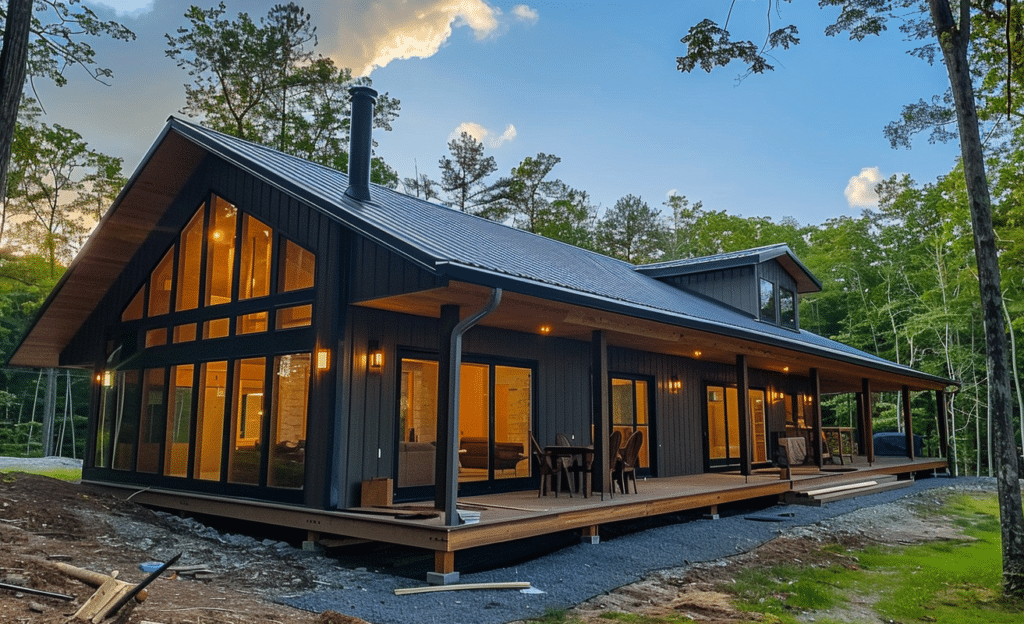 Spacious barndominium with open acreage and rustic cabin-style charm