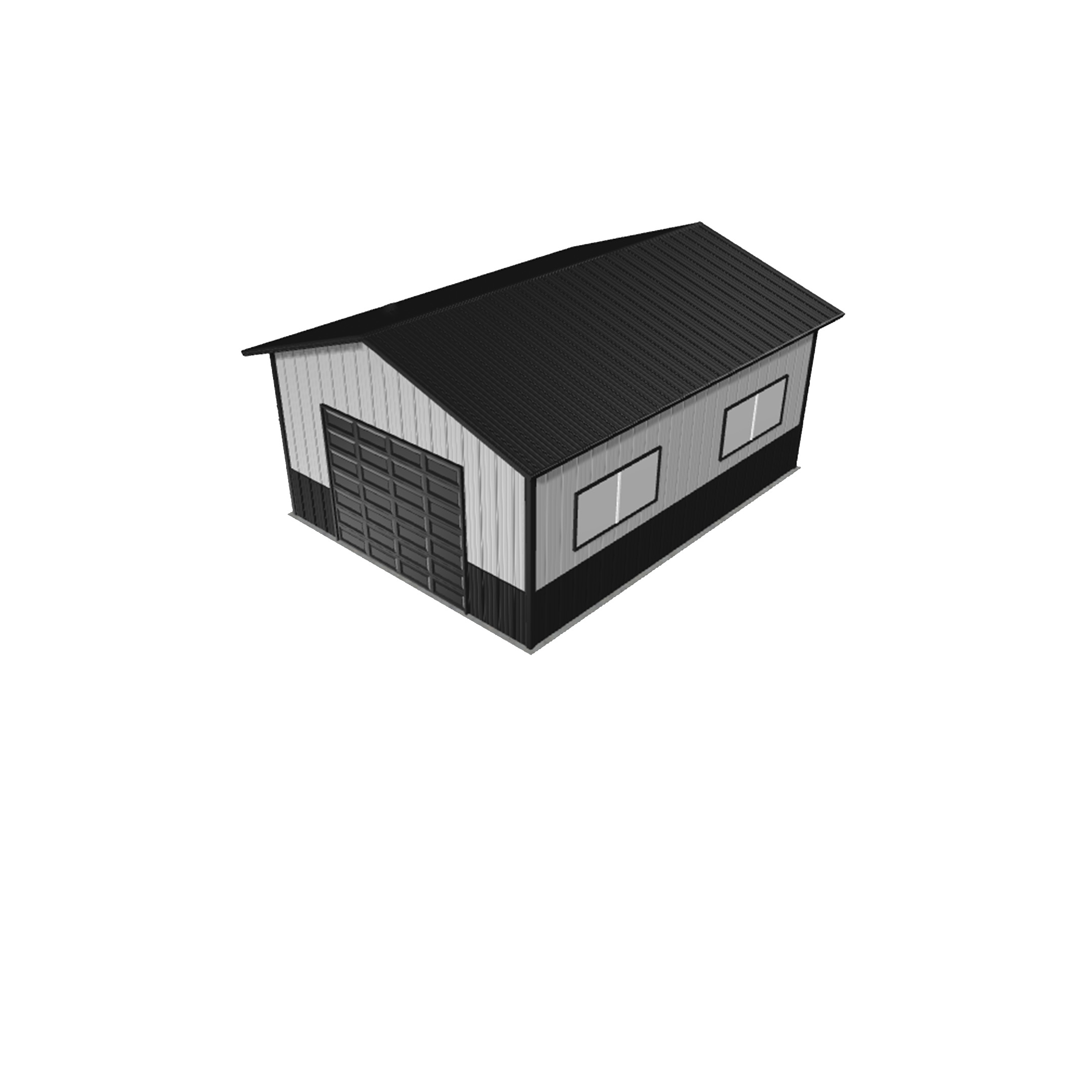 Image of a 16x24x10 pole barn kit, showcasing its sturdy construction and ample space for storage or workshop use.