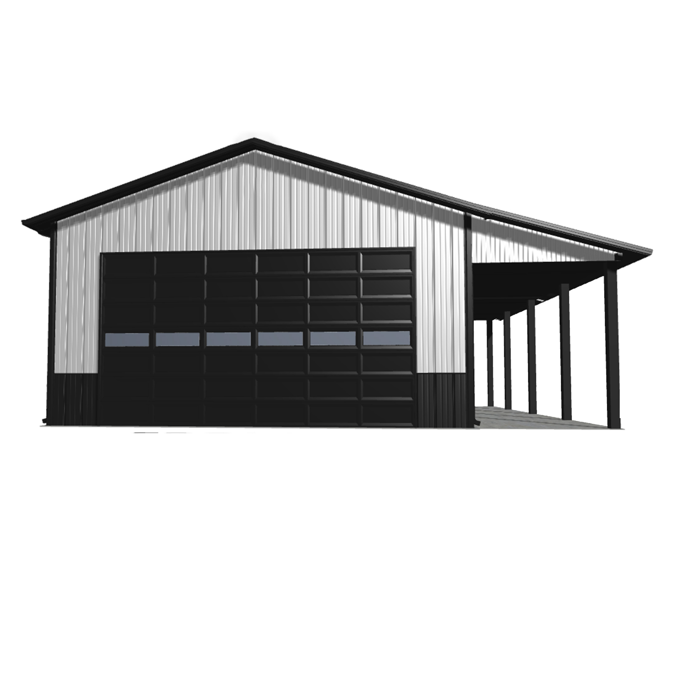 Pole barn kit measuring 24x30x12, showcasing a versatile design for storage and agricultural use. Ideal for construction projects.