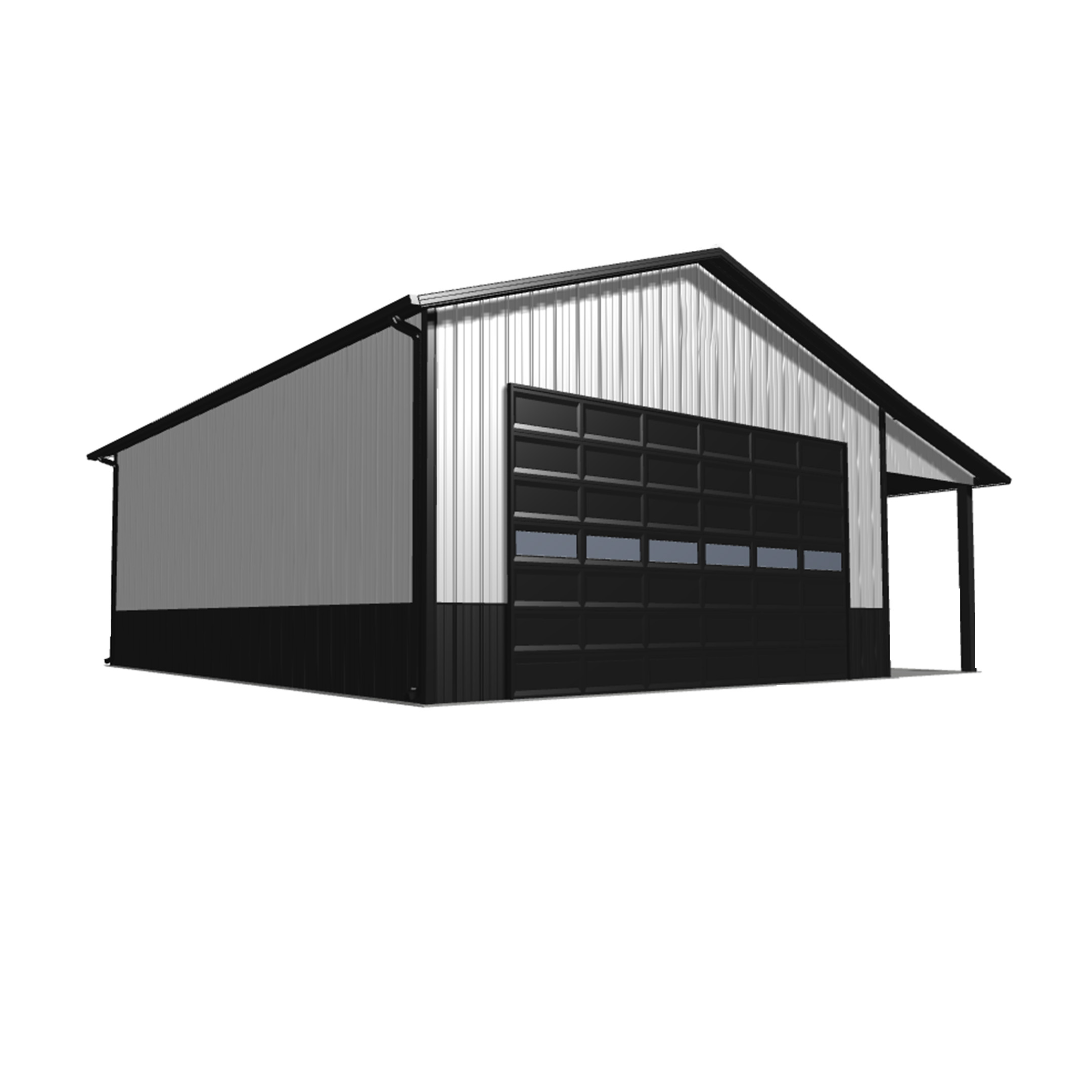24x30x12 pole barn kit showcasing a sturdy design for agricultural or storage use, perfect for versatile building projects.
