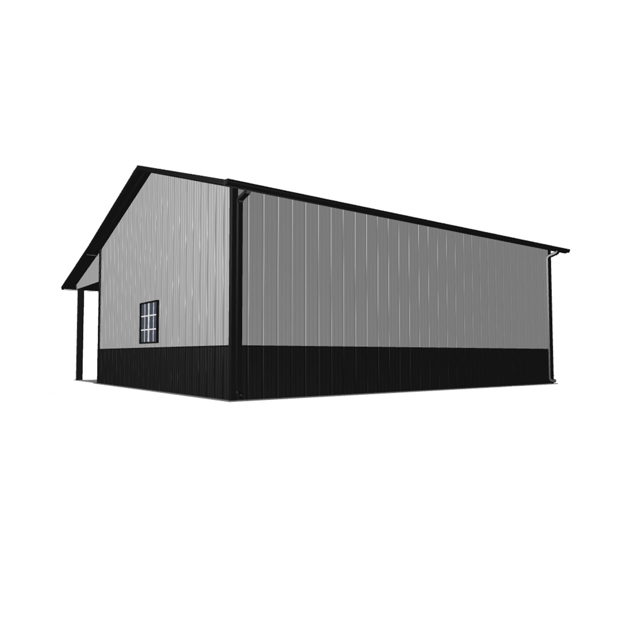 Pole barn kit 24x30x12 showing a spacious design suitable for storage or workshop needs, featuring durable construction.