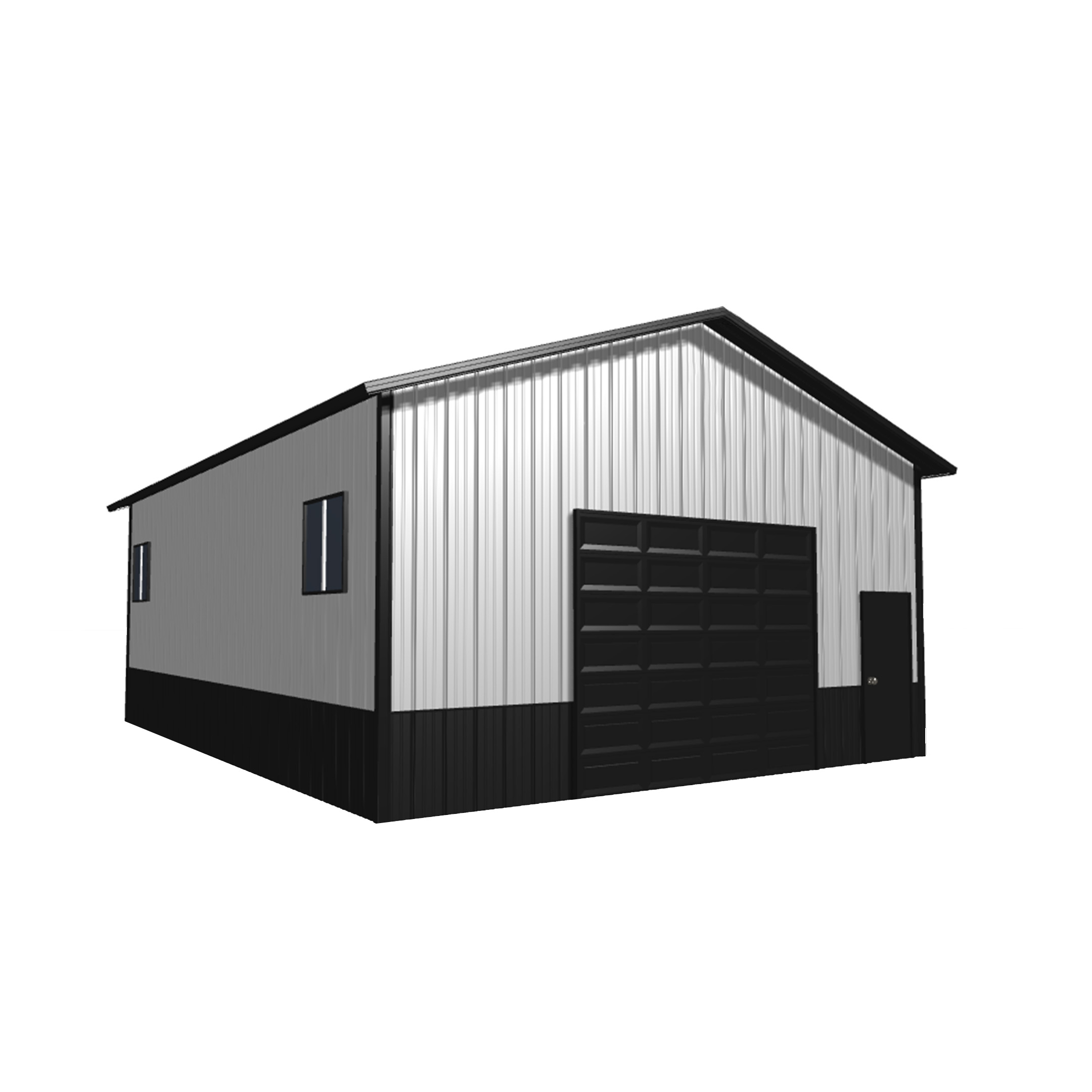 Pole barn kit design showcasing a 24x32x12 structure with clear construction features for various uses.