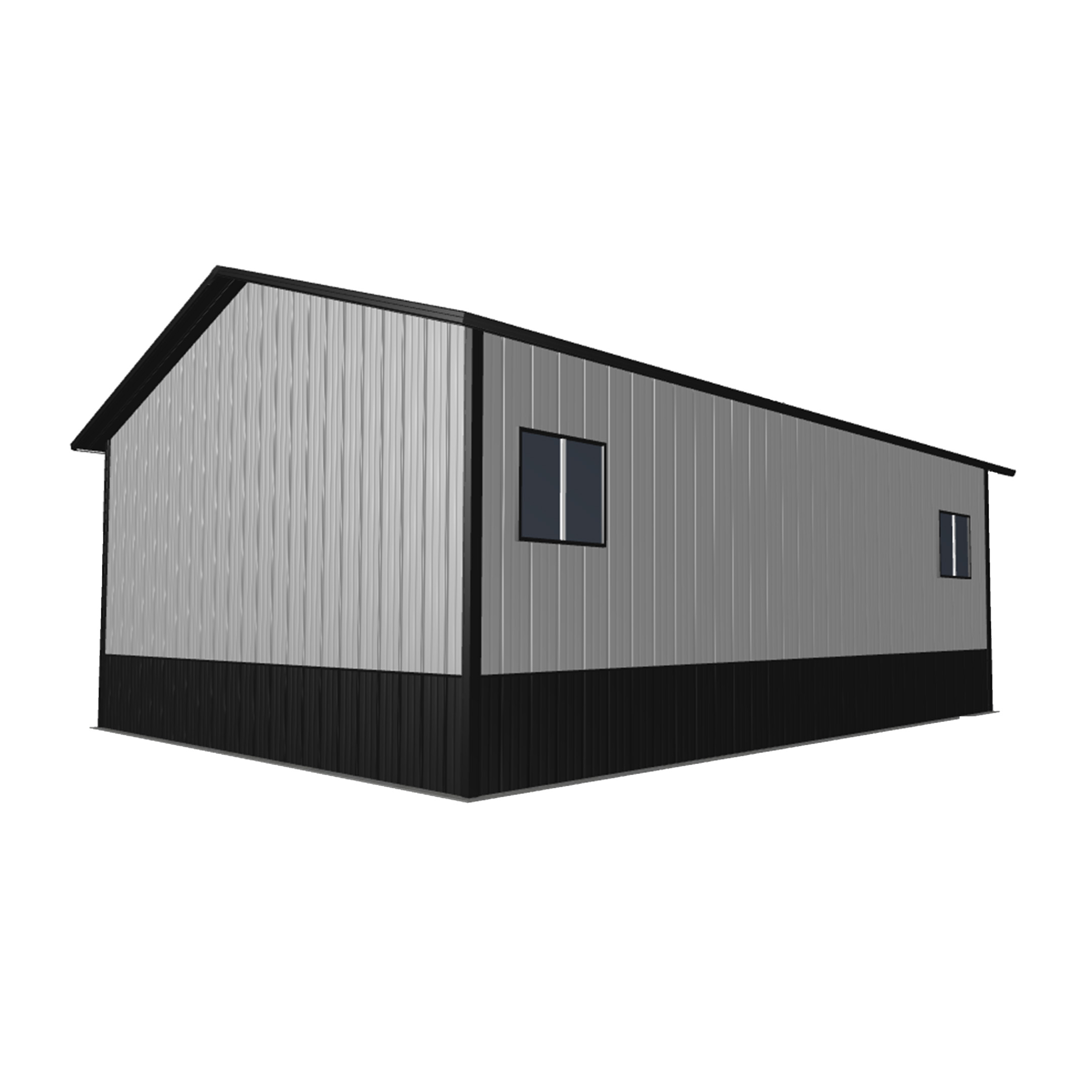 24x32x12 pole barn kit featuring a sturdy design, ideal for workshops, storage, or livestock housing in rural settings.