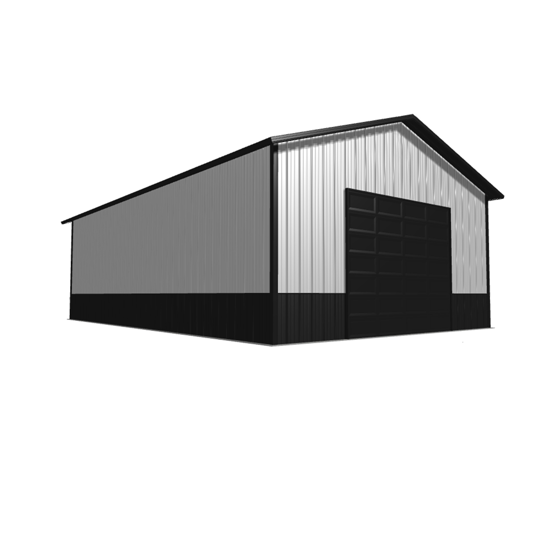 Pole barn kit measuring 24x36x12 featuring durable construction, ideal for storage or agricultural needs.