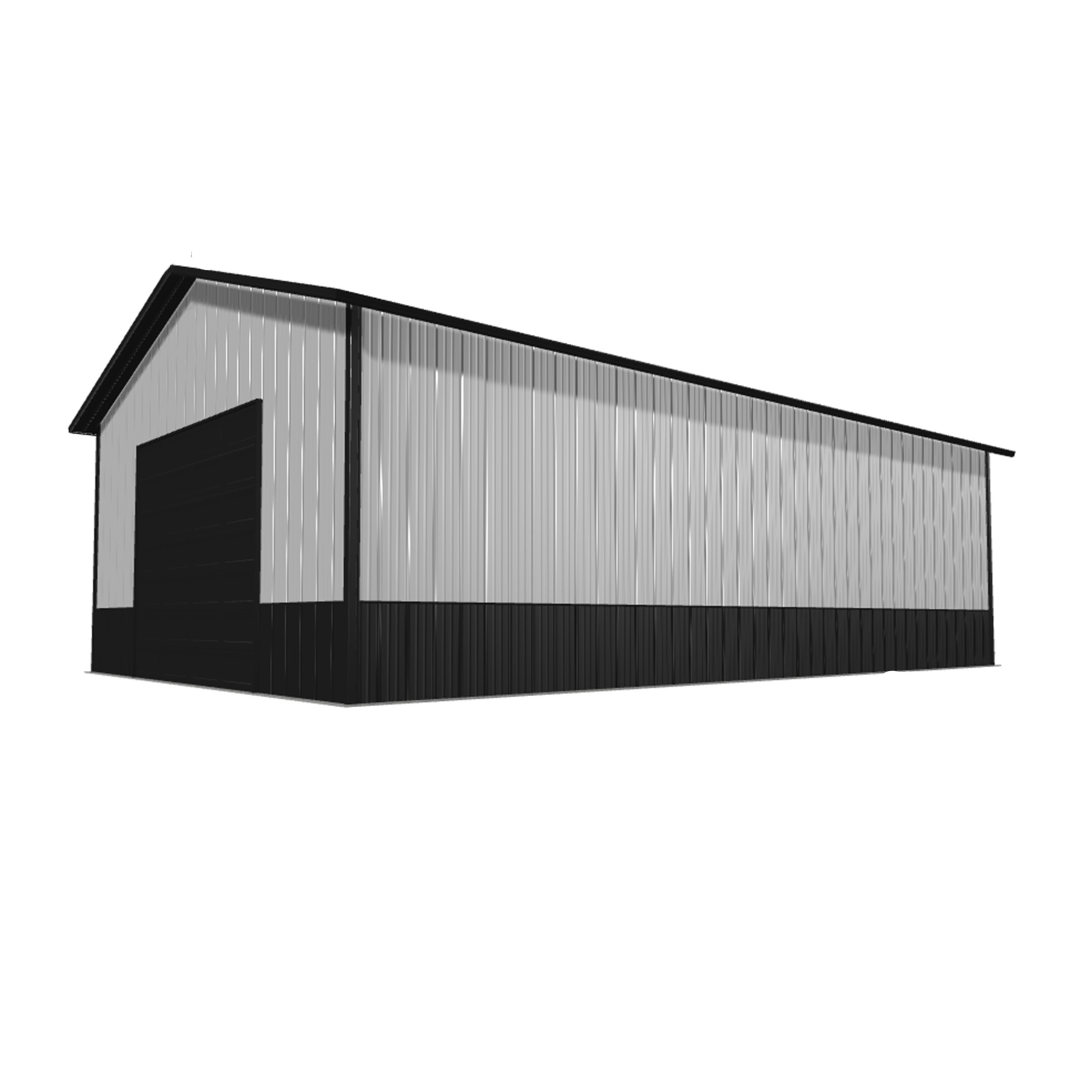 24x36x12 pole barn kit showcasing a sturdy structure ideal for storage, workshops, or agricultural use. Durable design and easy assembly.