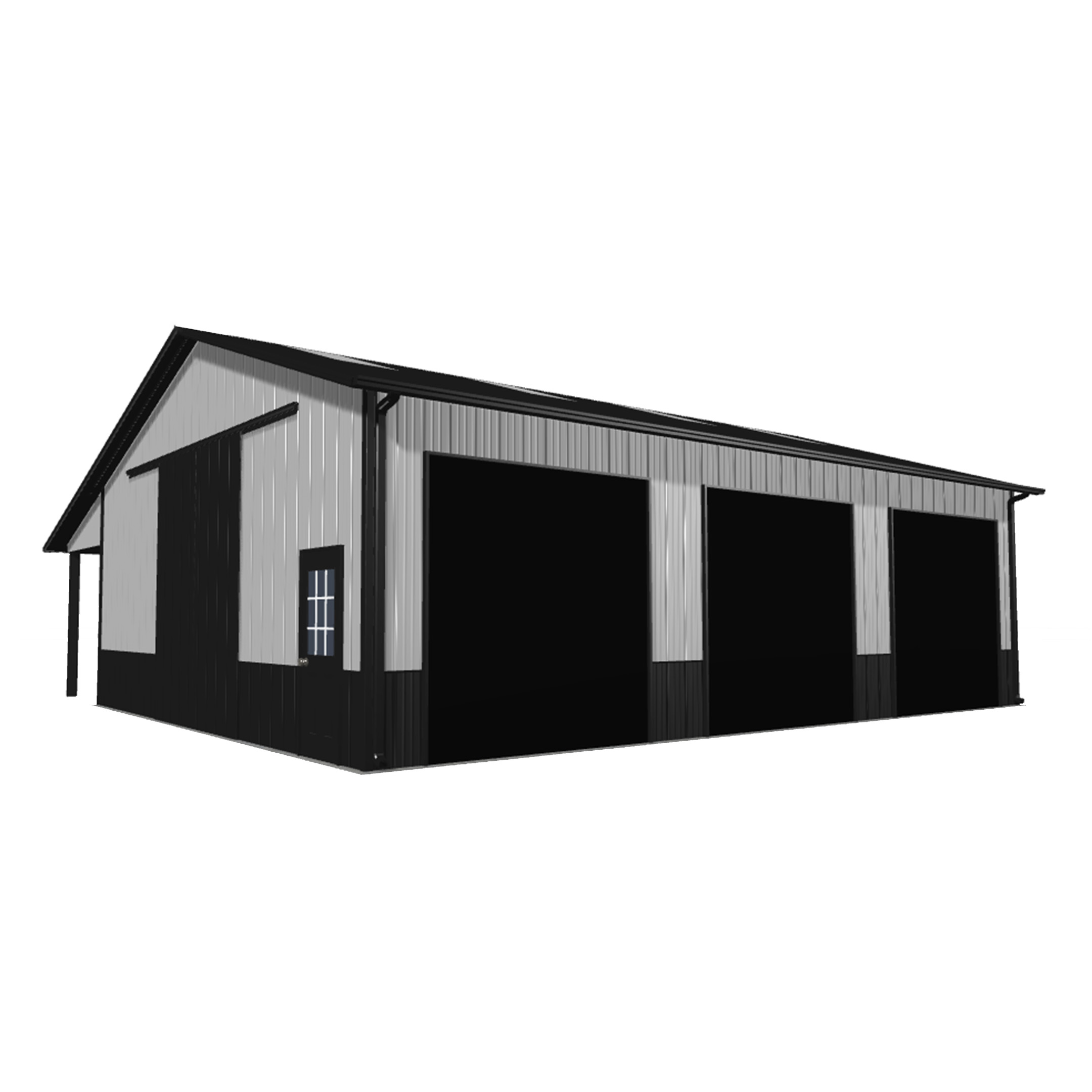Pole barn kit 24x40x12 featuring a durable design suitable for storage or agricultural use, showcasing structural details and materials.