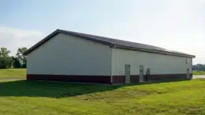 Rear view of a 100x70 steel garage in Oshawa, Ontario.