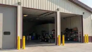 Interior of a 100x70 steel shop with garage bay in Oshawa, Ontario