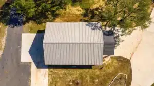 Aerial view of a 60x40 steel equestrian building in London, Ontario.