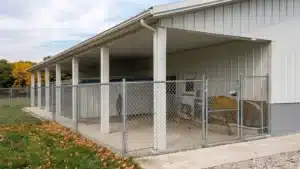 60x42 steel barn with overhang and fencing in Kingston, Ontario