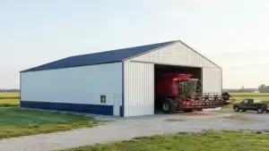 90x54 steel barn with farm equipment in Windsor, Ontario